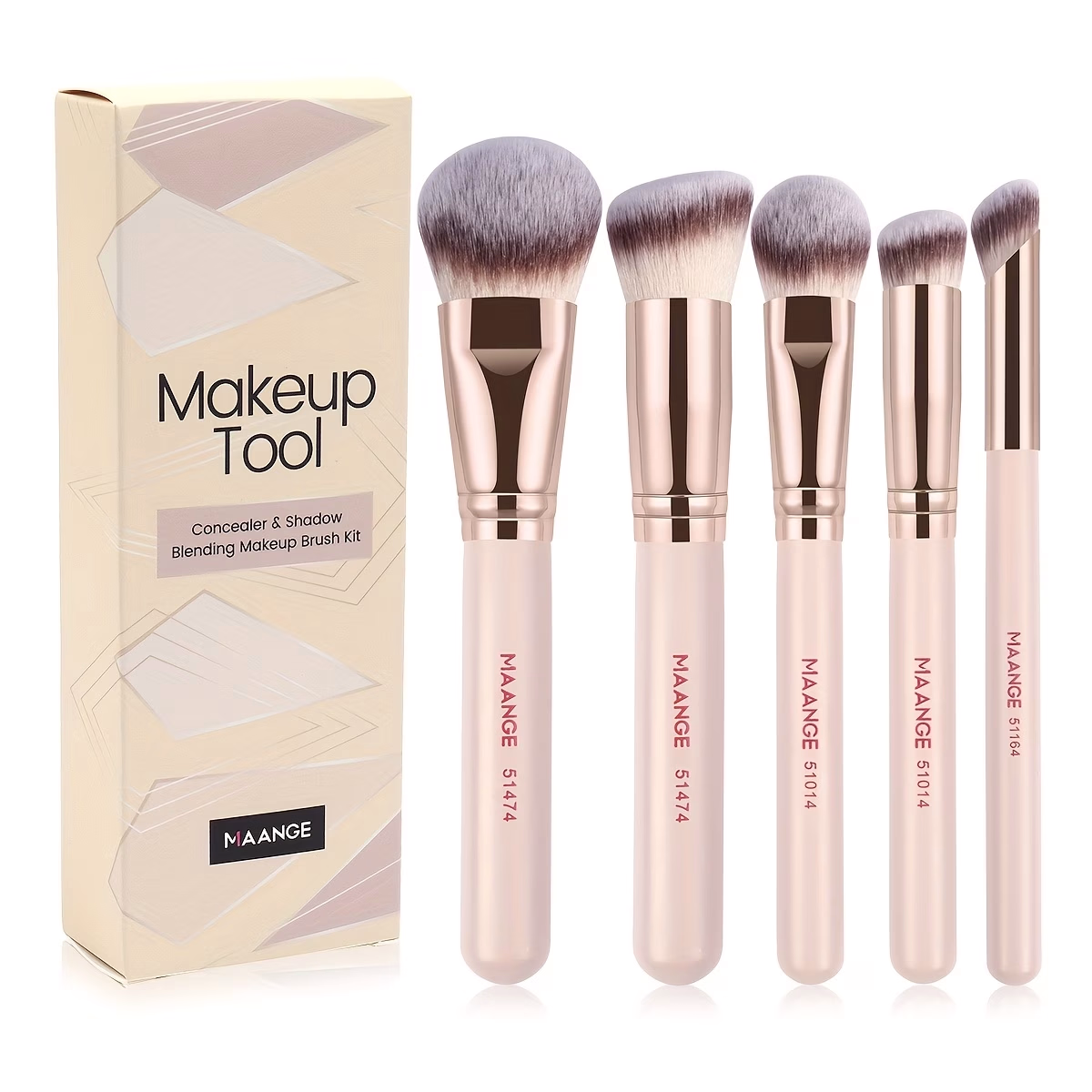 MAANGE 5pcs Face Makeup Brush Set – Soft, Fluffy Brushes for Foundation, Blush, and Contouring