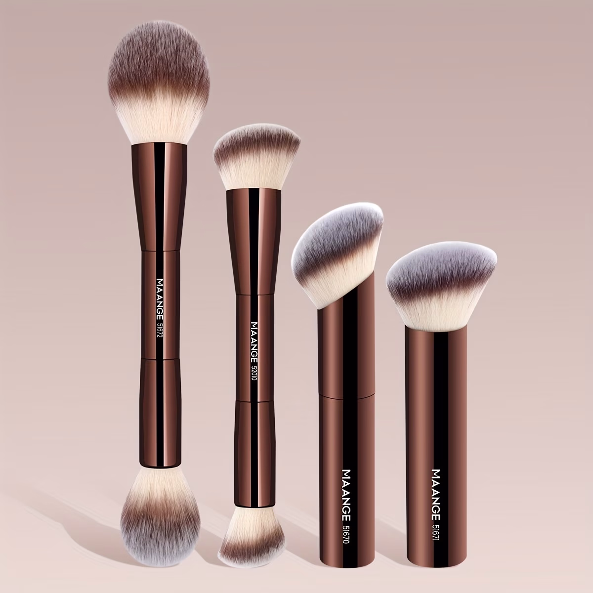 MAANGE 4pcs Professional Makeup Brush Set – Double Head Foundation, Powder, and Blusher Brushes