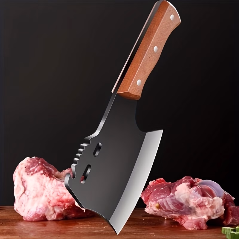 Black Kitchen Butcher Knife – Heavy Duty Meat Cleaver, Multi-Functional Cooking Tool