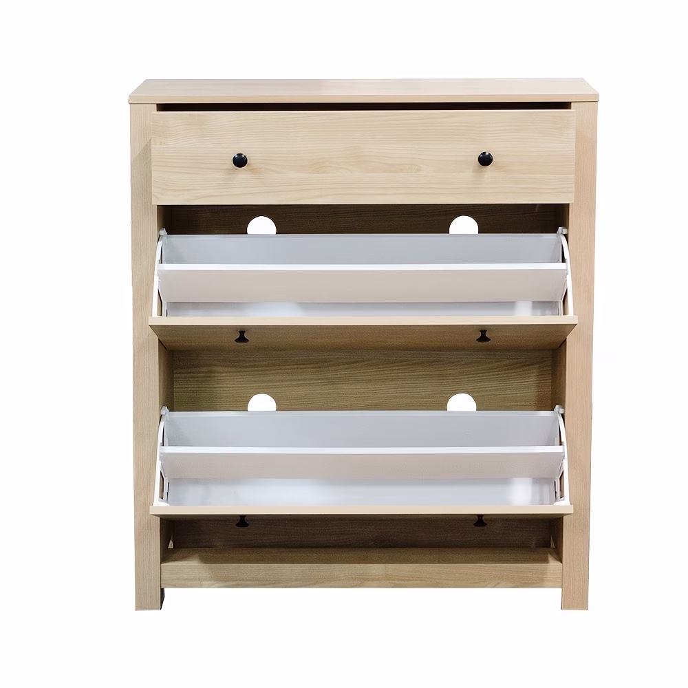 Shoe Cabinet with Drawer and Flip-Down Compartments – Space-Saving Narrow Design