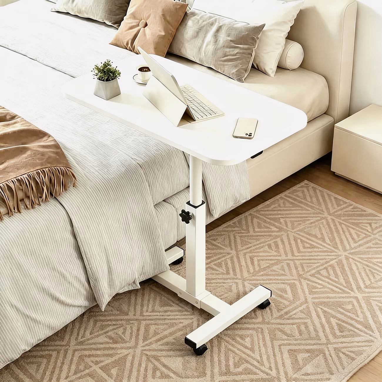 Adjustable Height Rolling Laptop Desk with Wheels – Over Bed & Sofa Side Table