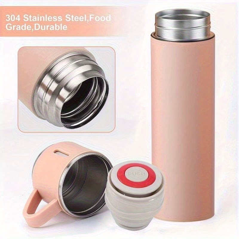 Stainless Steel Insulated Bottle with 3 Cups – Perfect for Hot and Cold Drinks