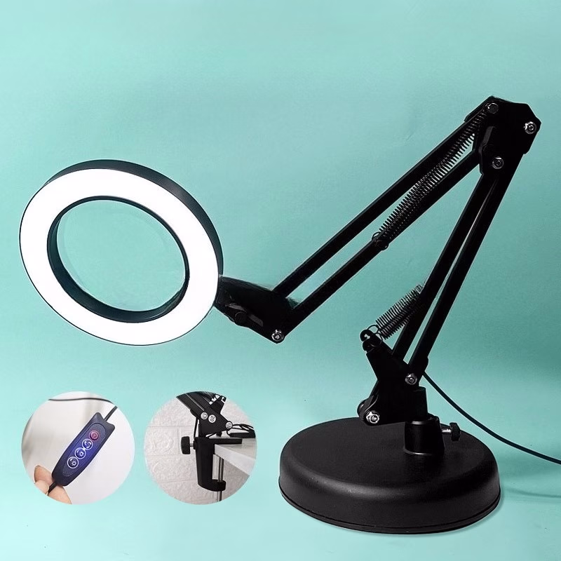 10X Magnifying LED Desk Lamp – Dimmable USB-Powered Lamp for Reading, Crafts, and More