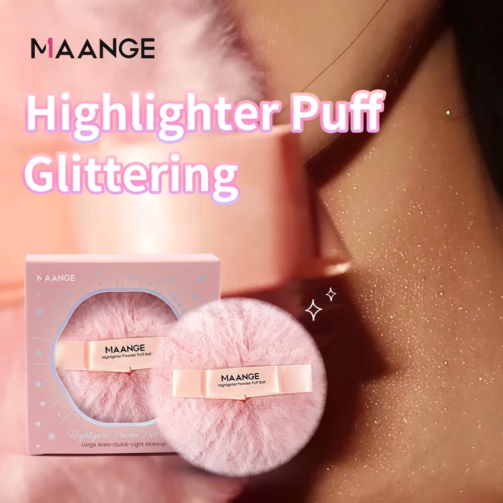 MAANGE Peach Blossom Air-Infused Shimmer Loose Setting Powder Puff – Flawless Finish with Radiant Glow