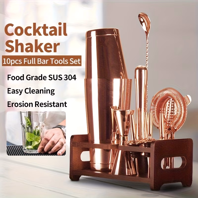 10pcs Cocktail Shaker Set – Bartender Kit with Strainer and Mixer