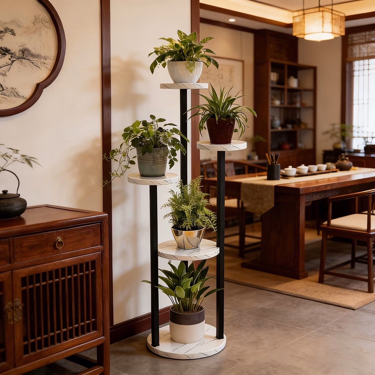 Five-Level Corner Shelf Unit – Versatile Plant Display Stand and Storage Rack