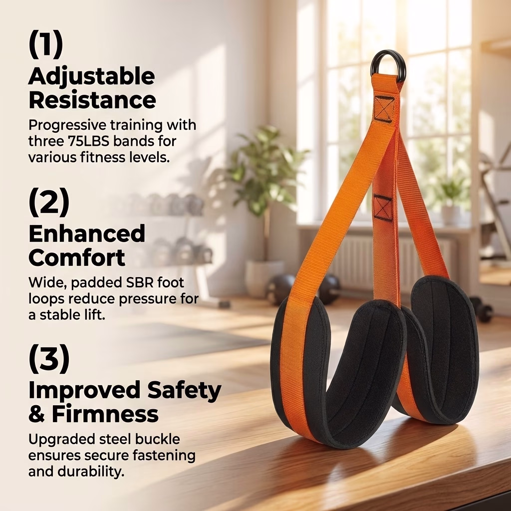 Adjustable Resistance Pull Up Assist Band System – Heavy-Duty Hanging Strap with Padded Foot Stirrup