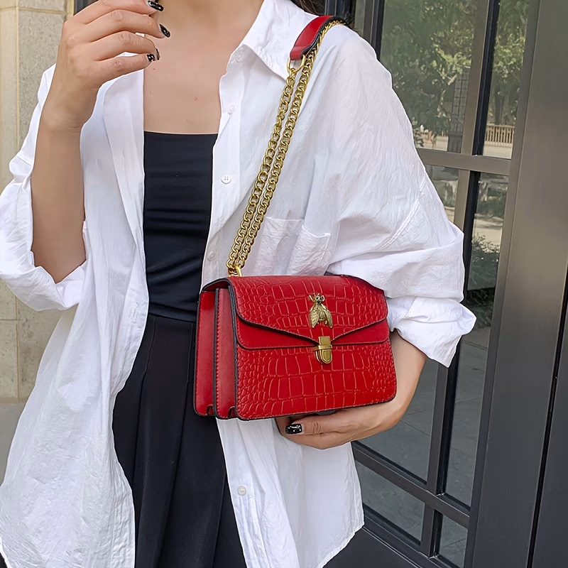 LABOONOO Alligator Texture Niche Design Single Shoulder Bag – Chic and Casual Premium Small Square Handbag