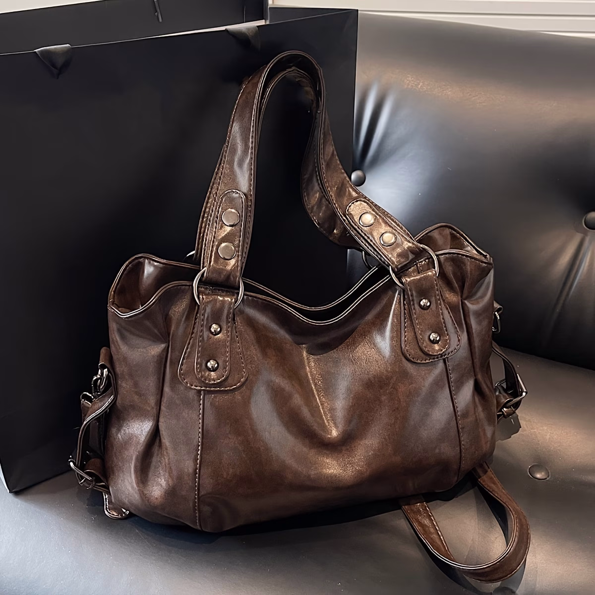 LABOONOO Vintage-Style Single-Shoulder Crossbody Underarm Handbag – High-End Textured Fashion Tote Bag