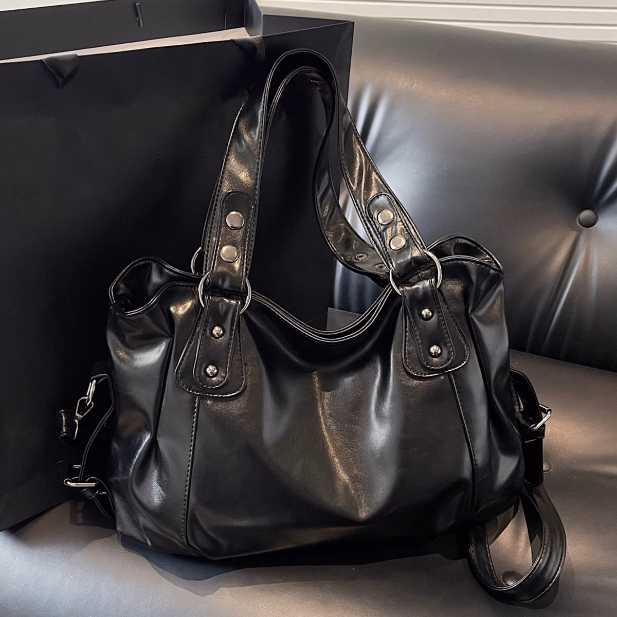 LABOONOO Vintage-Style Single-Shoulder Crossbody Underarm Handbag – High-End Textured Fashion Tote Bag