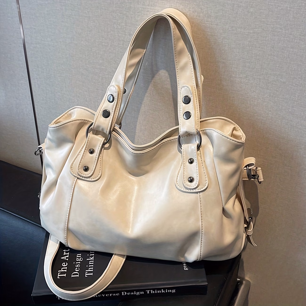 LABOONOO Trendy Vintage-Style Shoulder Bag – Large Capacity Tote Bag for Autumn and Winter