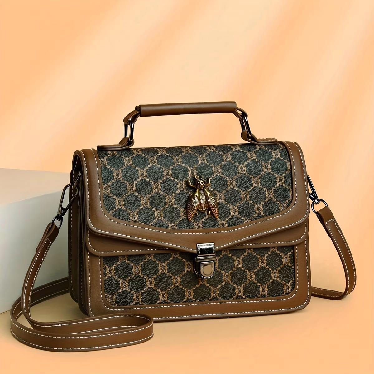 LABOONOO Women's Handbag – Vintage Chic Niche Design, Color Block Shoulder Crossbody Underarm Square Bag