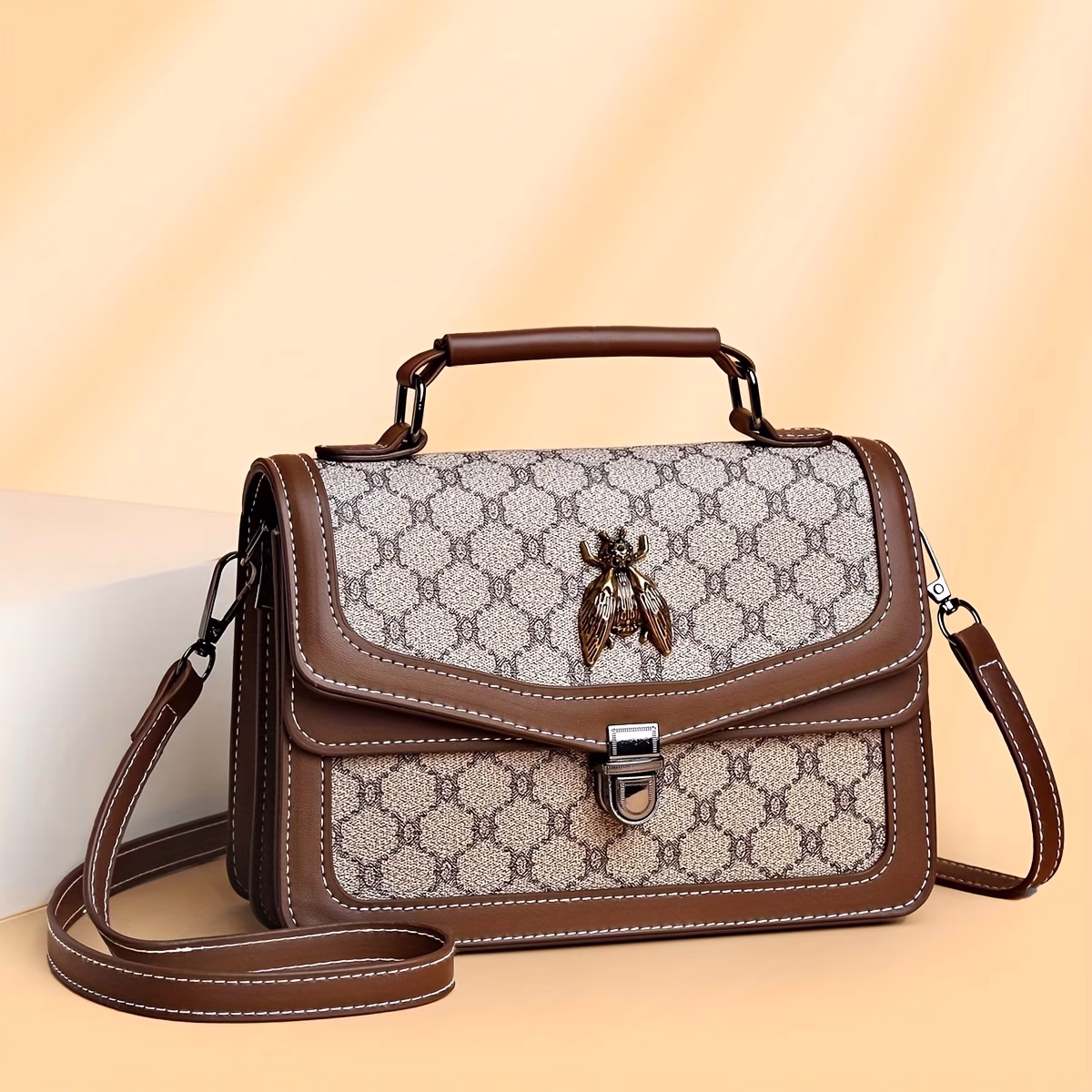 LABOONOO Women's Handbag – Vintage Chic Niche Design, Color Block Shoulder Crossbody Underarm Square Bag