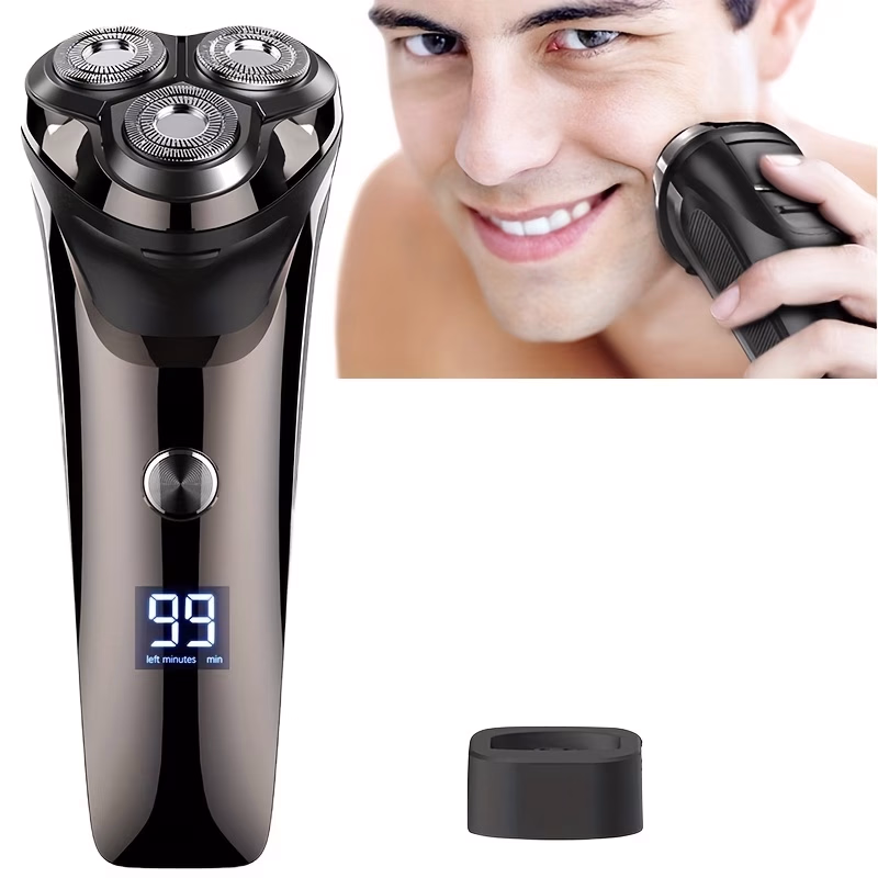HATTEKER Men's USB Rechargeable Electric Shaver – LCD Digital Intelligent Beard Trimmer