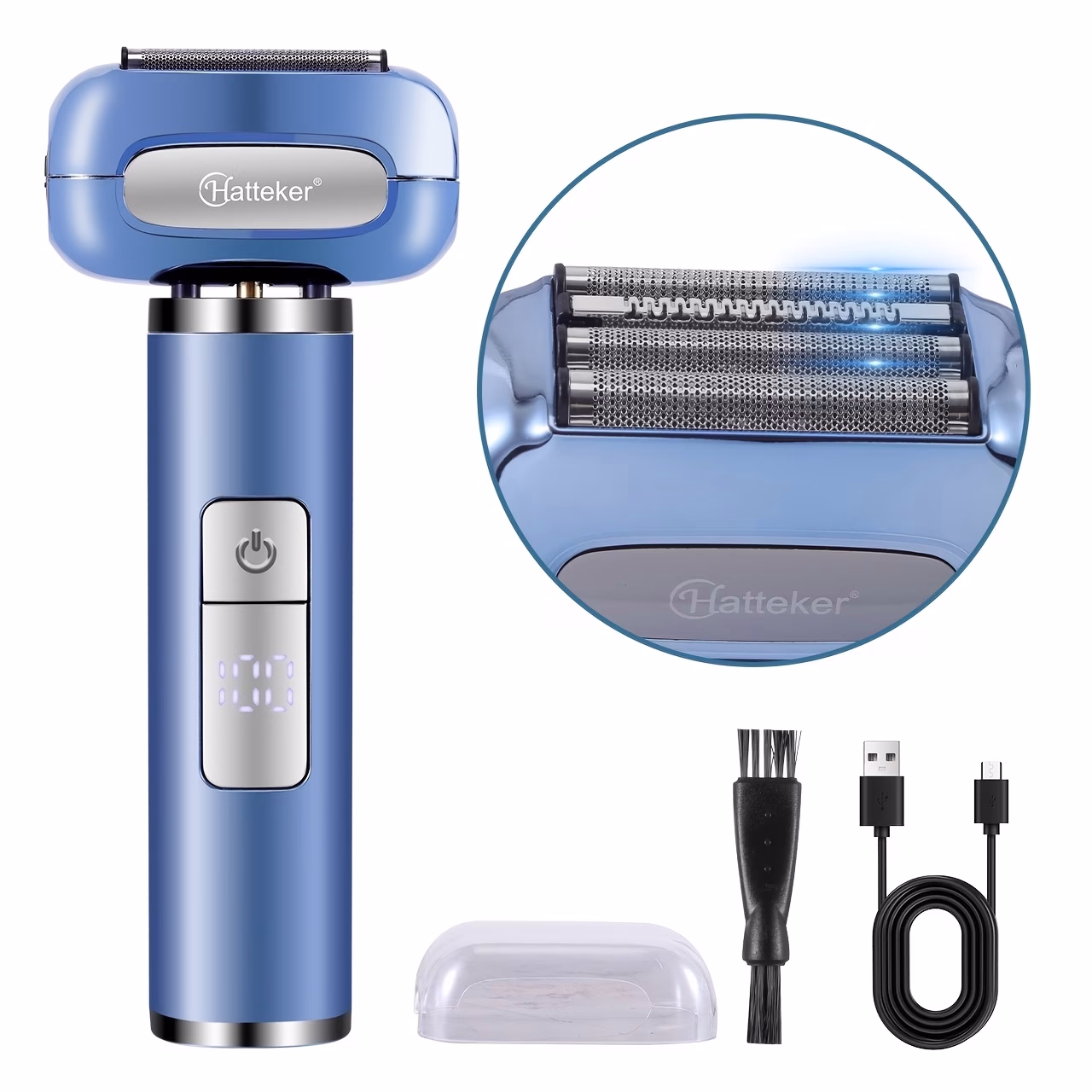 HATTEKER New Men's Reciprocating Shaver – Digital Display, Alloy Body, Five-Blade Electric Shaver