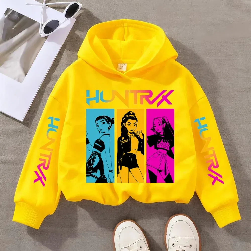 Color: Yellow, Kid Size: 140 - KPOP Demon Hunters Children's Sweatshirt Girls' Clothes Girls' Sweatshirt autumn 2024 New Cute Fashion Hoodie