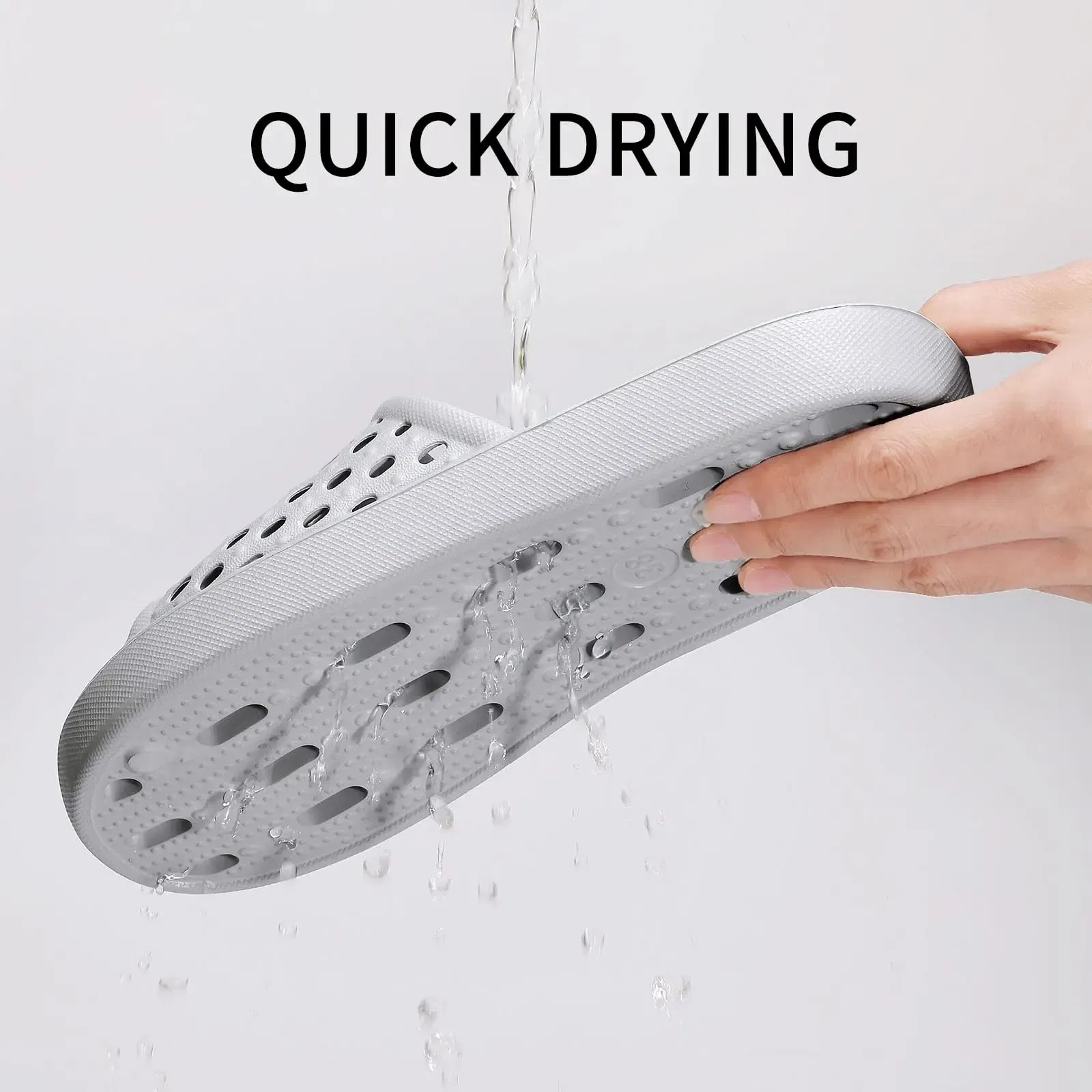 Color: LIGHT BLUE, Shoe Size: 36 - Pallene Summer New Shower Shoes For Women Quick Dry Pool Sandals With Drain Holes Bathroom Slides Lightweight EVA Home Slippers