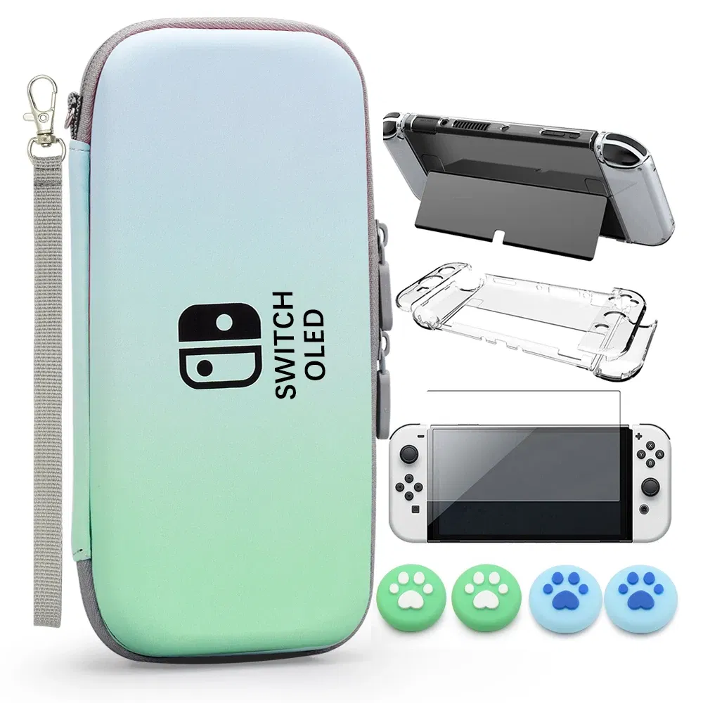 Color: Primrose Yellow - Case Kit For Nintend Switch OLED Console Carrying Case Protective Pouch Hard Shell Clear Cover For Switch Oled WIth Film Glass