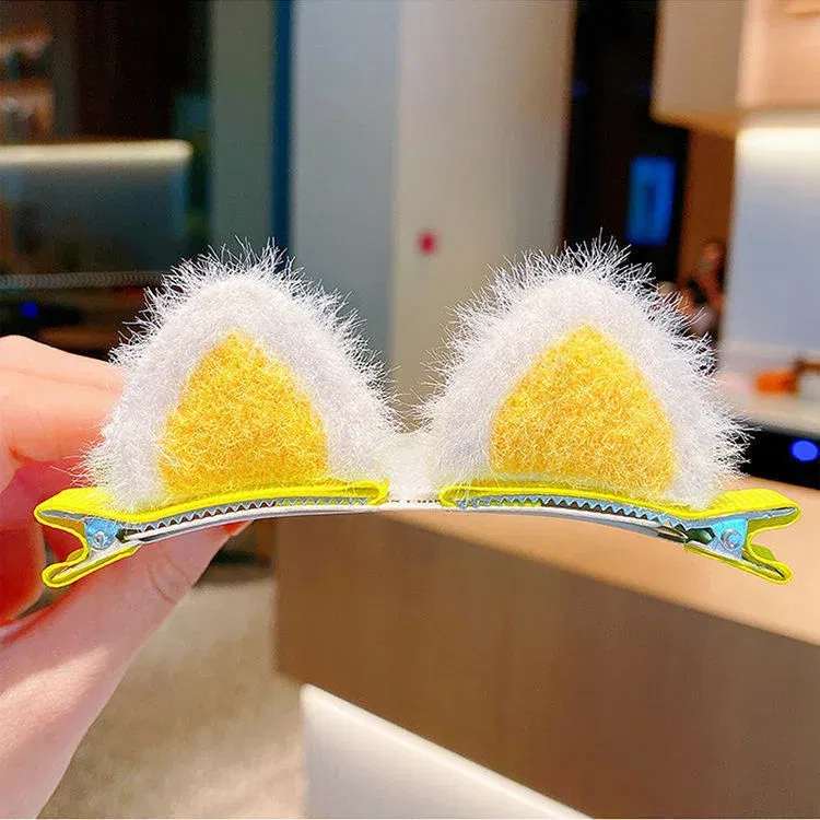 Color: Champagne - 2PCS New Plush Cat Ears Hairpins Girls Hair Clips Hair Accessories Women Sweet Cute Barrettes Kids Fashion Headwear Ornaments