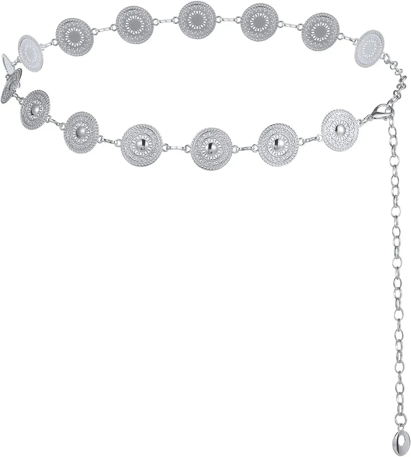 Color: army green, Belt Length: 120cm - Metal Chain Belt for Women Cowgirl Western Country Chain Belts Adjustable Concho Belt for Sweaters Dresses Jeans