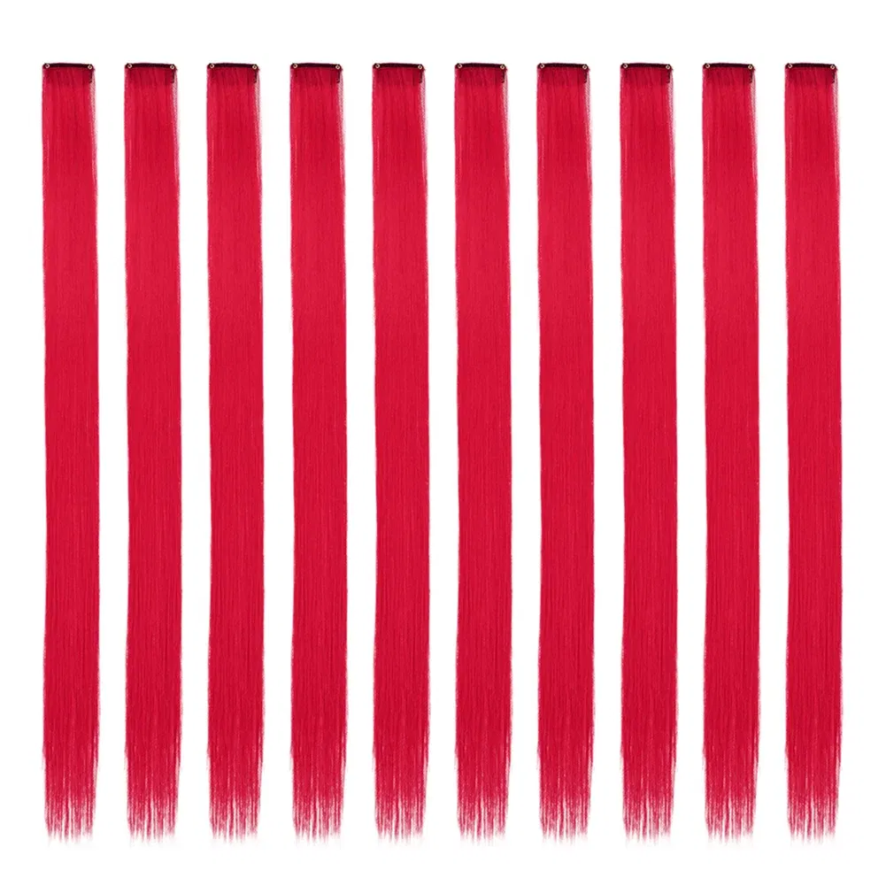 Color: P4/27, Stretched Length: 22inches, Ships From: CHINA - Synthetic 10 Pcs Straight Hair Extensions Clip in Hairpieces 22 Inch Hightlight Colorful Hair for Women Party Cosplay Gifts