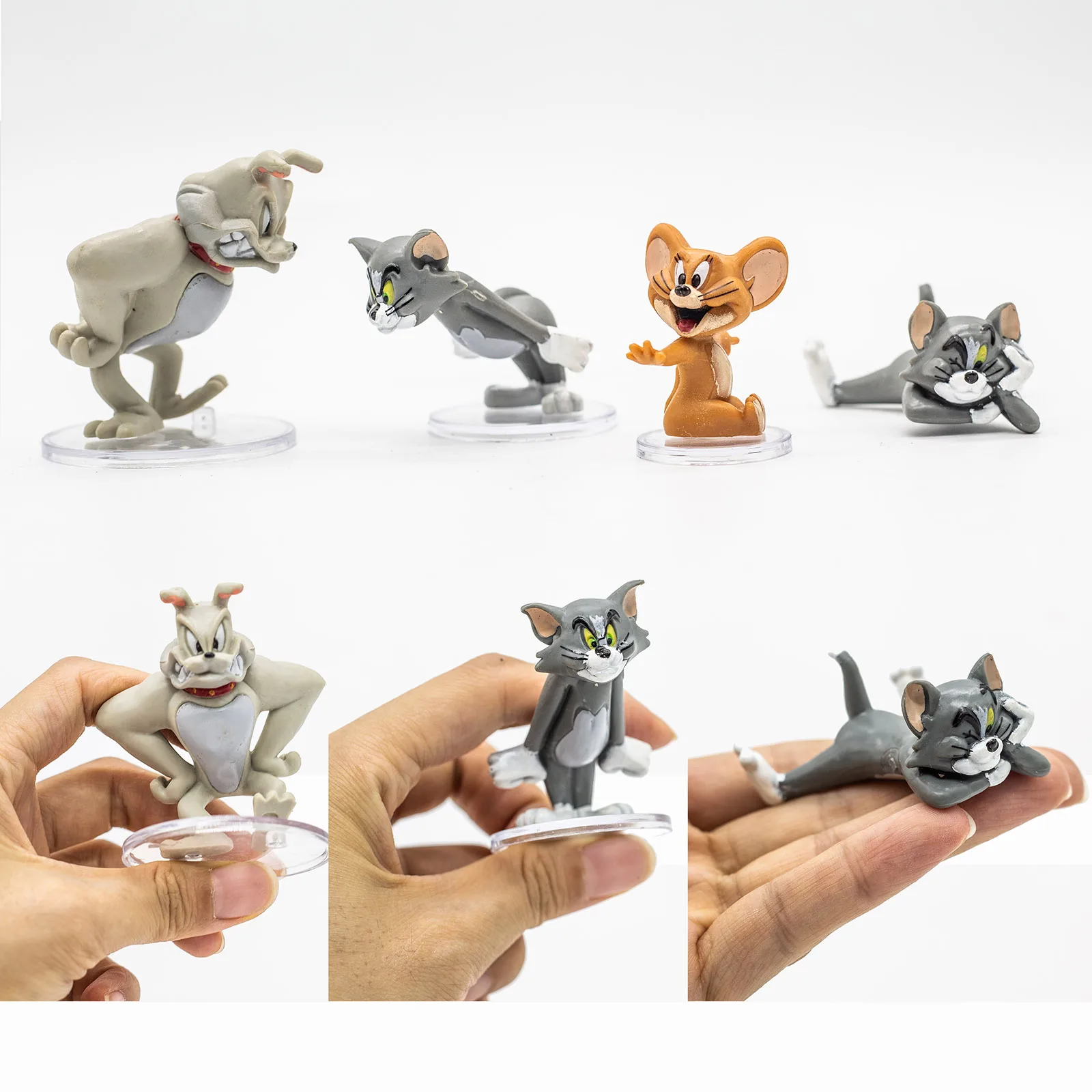 Color: SKY BLUE - Action Figure Anime Mini Doll Cute Spike Dog Toms Cat Jerry Mouse Funny Cartoon Figurine Table Ornaments Kids Birthday Gifts