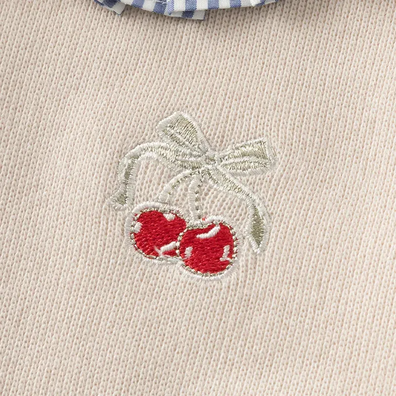 Dave Bella Children's Princess Dress Spring Sweet Cute Cherry Print Striped Long Sleeve Cotton Girls Baby Dress Party DK1250369