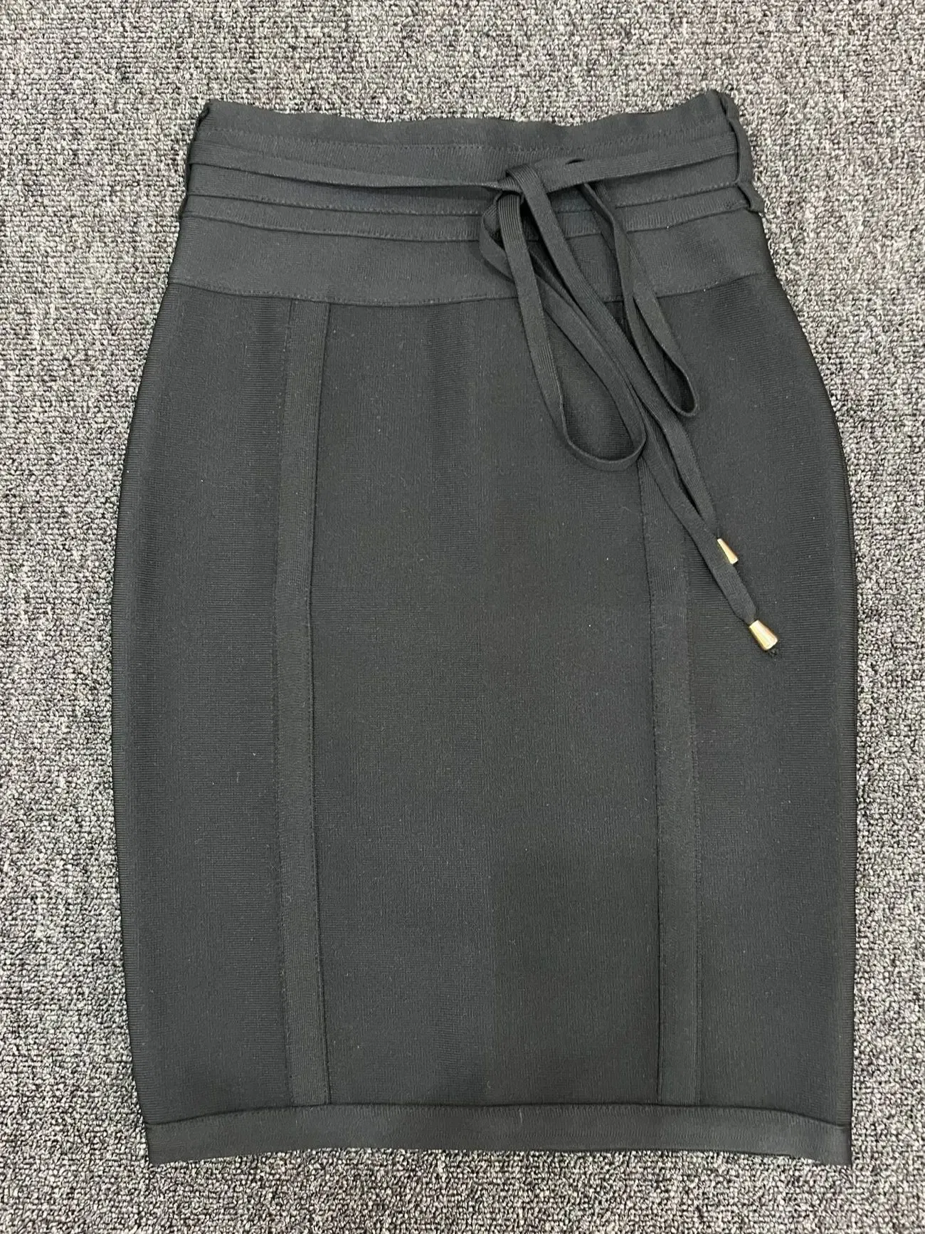 Color: black, Size: L - 4 Colors Women Hot Pink Black White Bodycon Bandage Skirt Designer High Street Party Club Pencil Skirt 55cm