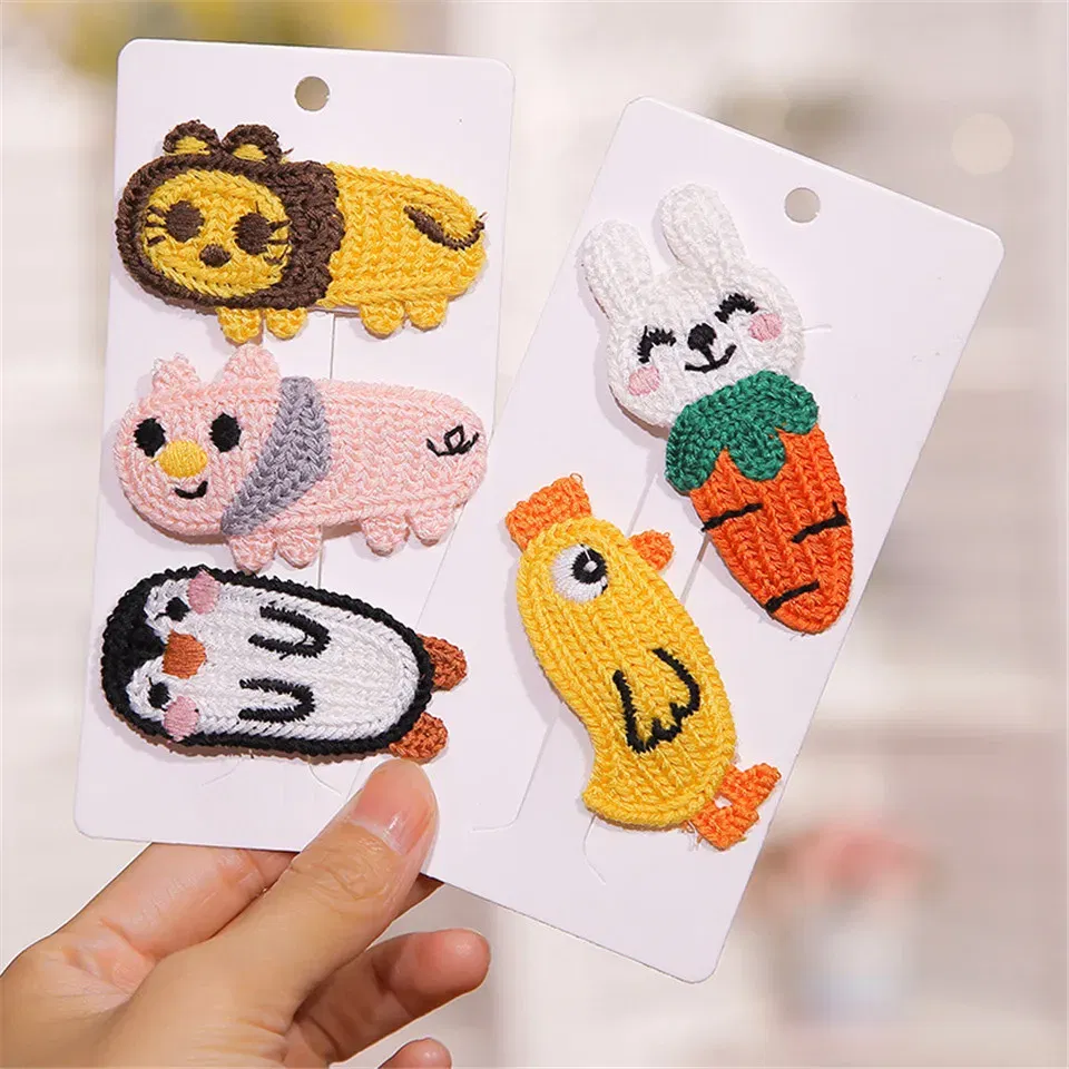 Color: black - Cartoon Handmade Woolen Animal Hairpin Hair Accessories For Girls Hair Clips Children Glitter Felt Fabric Hairclip Cat Barrettes