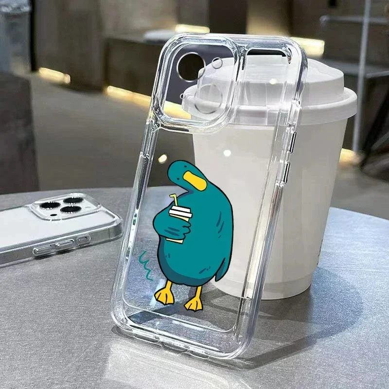 Color: Brown, Compatibility by Model: iPhone 7 Plus - Cute Duck Phone Case For iPhone 16 15 14 13 12 11 Pro Max XS X XR 7 8 Plus Mini SE 2020 2022 Mobile Funda Transparent