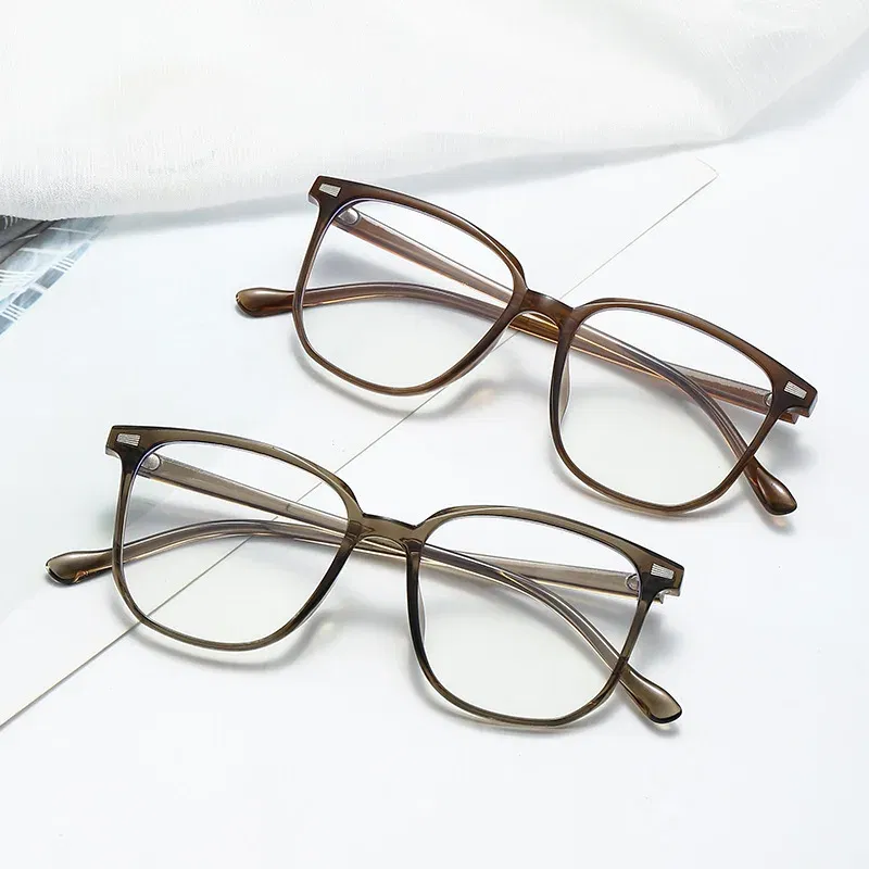 Color: MULTI, Frame Color: Khaki, Ships From: CN - Transparent Computer Glasses Frame Women Men Anti Blue Light Square Eyewear Blocking Glasses Optical Spectacle Eyeglass