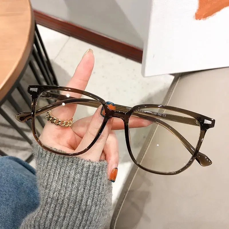 Color: MULTI, Frame Color: Khaki, Ships From: CN - Transparent Computer Glasses Frame Women Men Anti Blue Light Square Eyewear Blocking Glasses Optical Spectacle Eyeglass