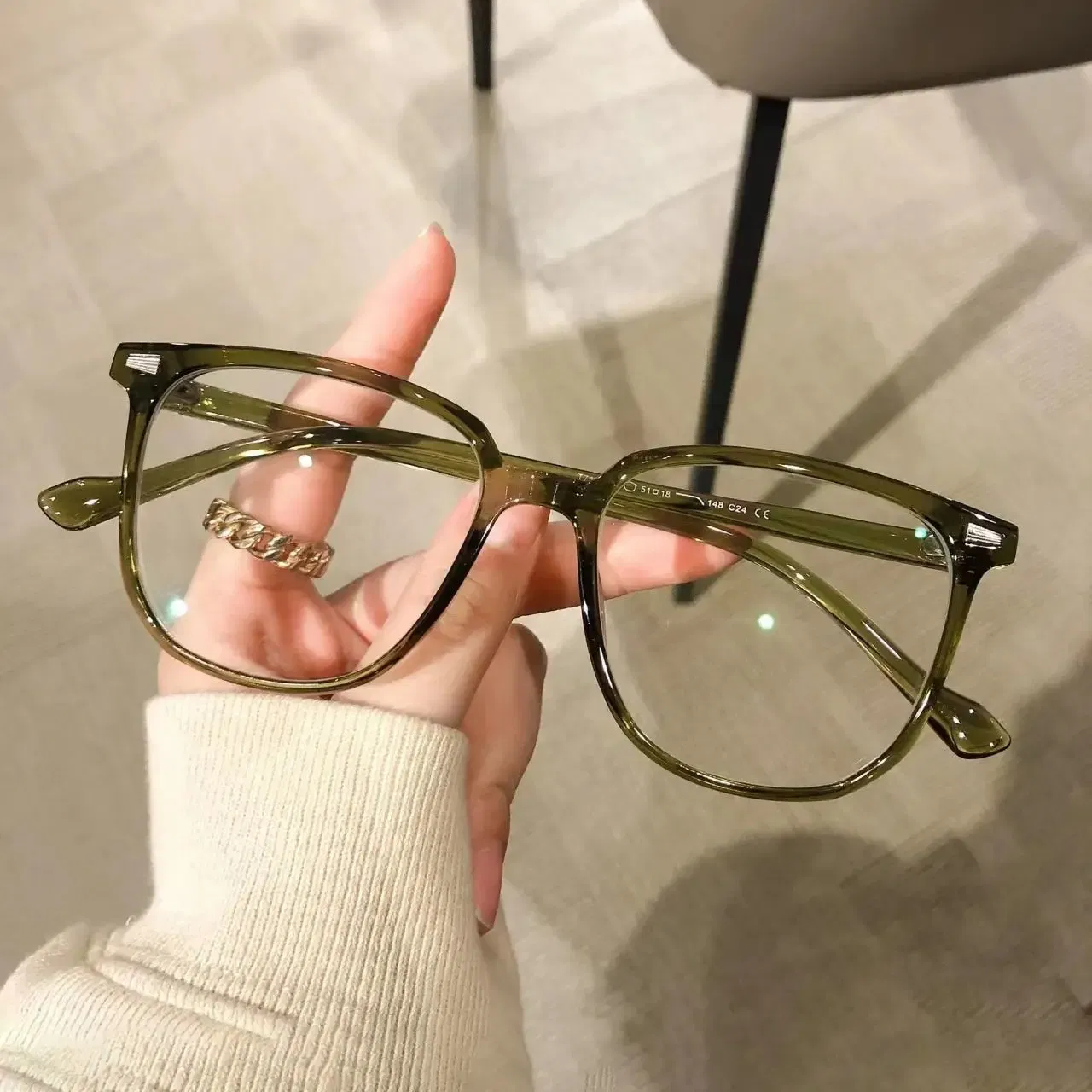 Color: MULTI, Frame Color: Khaki, Ships From: CN - Transparent Computer Glasses Frame Women Men Anti Blue Light Square Eyewear Blocking Glasses Optical Spectacle Eyeglass