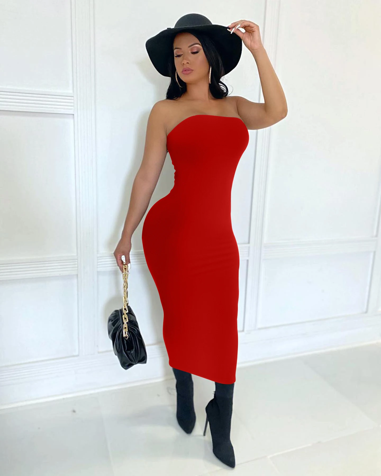 Color: Black, Size: M - summer women's sexy sleeveless chest wrapped Long Beach Dress