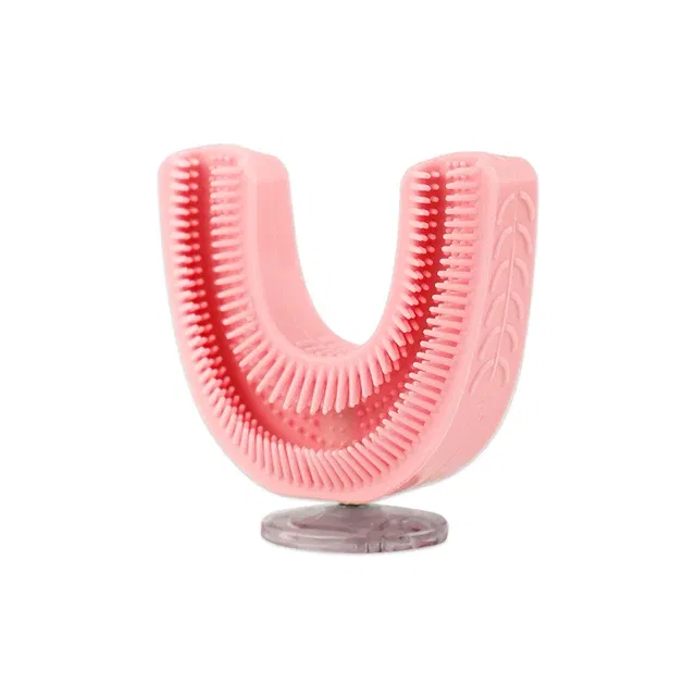 Color: Brown - Kids U-shaped Sonic Electric Toothbrush Children Silicon Toothbrush 360 Degrees Smart Tooth Brush Teeth Whitening for Waterproof