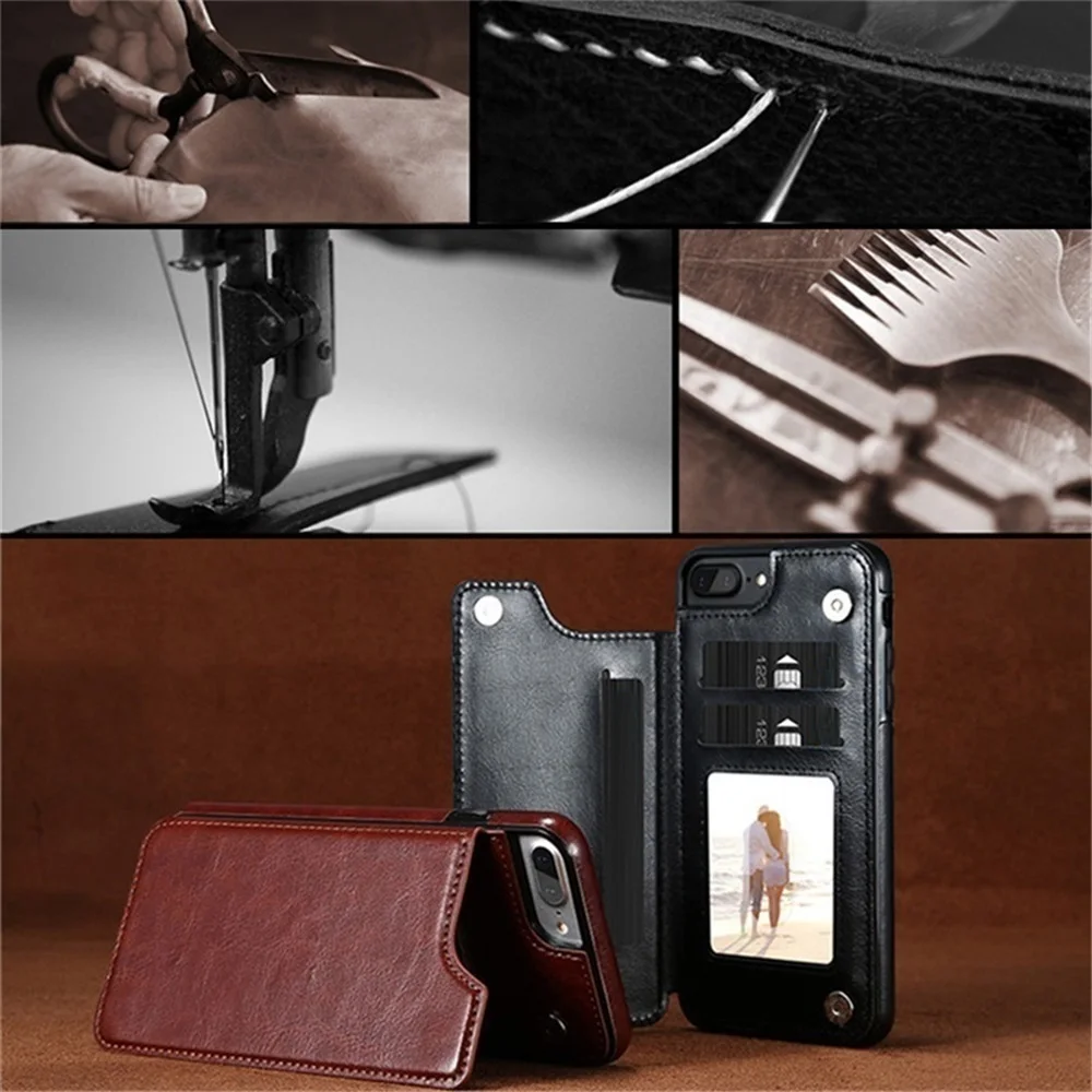 Material: PE, Color: Black - Leather Wallet Case for iPhone 15 14 13 12 11 Pro Max Mini Wallet Case XR X XS Max 8 7 6S 6 Plus SE 2022 2020 Card Holder Flip