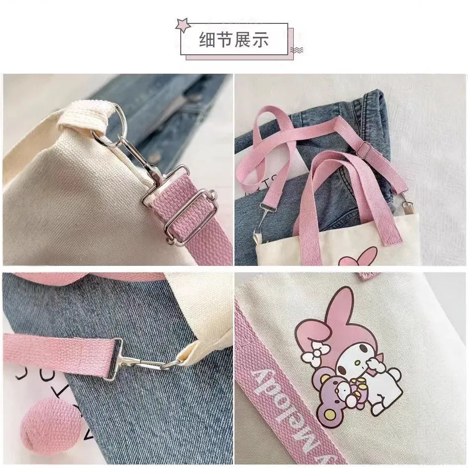 Color: Brown - Sanrio Hello Kitty Kuromi Canvas Shoulder Bag Kawaii Anime Print Lightweight Crossbody Purse for Girl