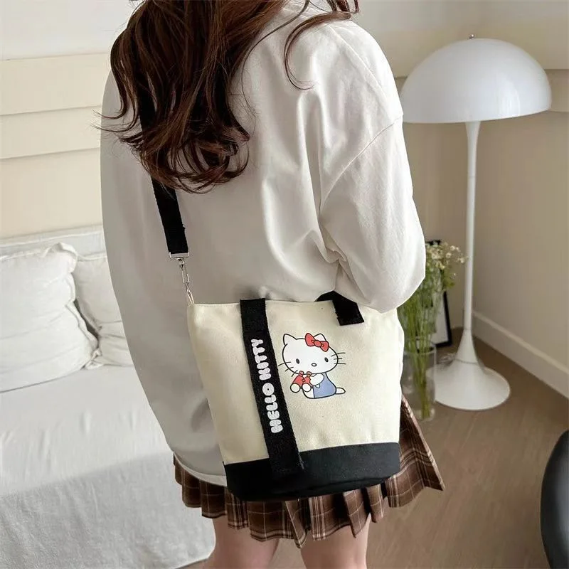 Color: Brown - Sanrio Hello Kitty Kuromi Canvas Shoulder Bag Kawaii Anime Print Lightweight Crossbody Purse for Girl