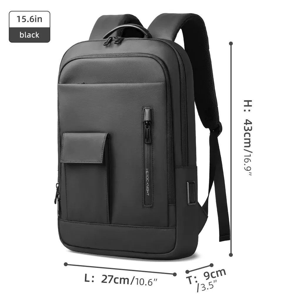 Color: black, Ships From: CHINA - Heroic Knight Slim Backpack for Men Multifunction Work Backpack for 15.6" Laptop  bag Waterproof Business Bag College Bag Male