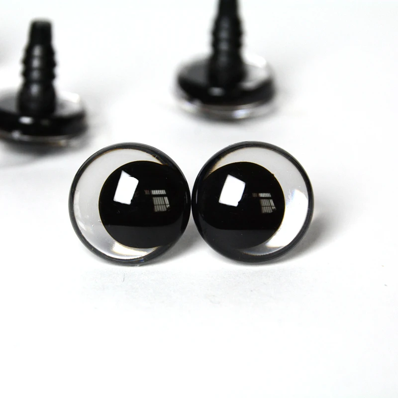 Color: WHITE, Size: S - 20pcs 12mm 14 16 18 20 25 30mm 3D Cartoon Clear toy animal safety strange eyes doll eyes eyes with hard washer-size option