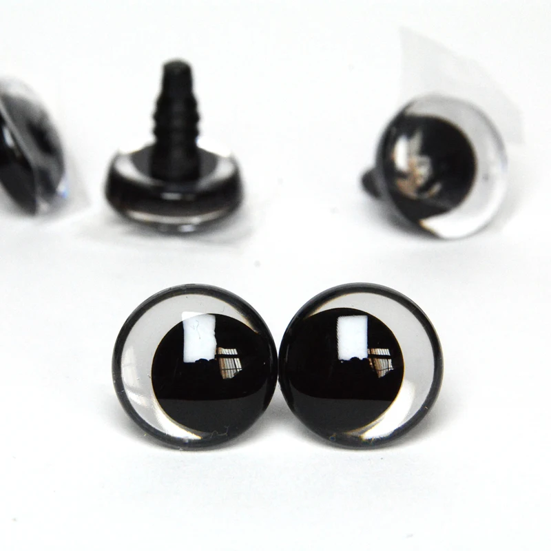 Color: WHITE, Size: S - 20pcs 12mm 14 16 18 20 25 30mm 3D Cartoon Clear toy animal safety strange eyes doll eyes eyes with hard washer-size option