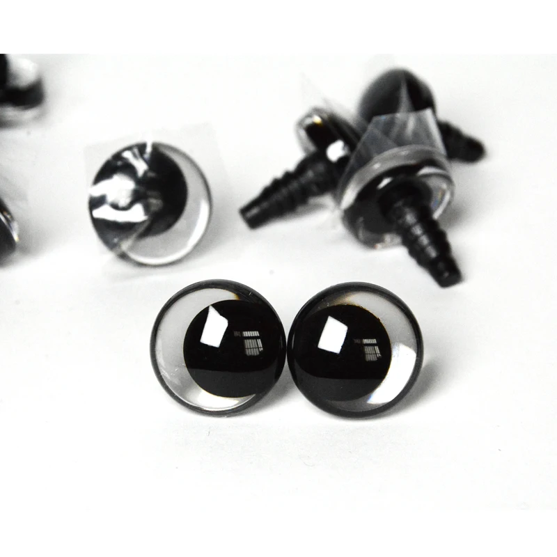 Color: WHITE, Size: S - 20pcs 12mm 14 16 18 20 25 30mm 3D Cartoon Clear toy animal safety strange eyes doll eyes eyes with hard washer-size option