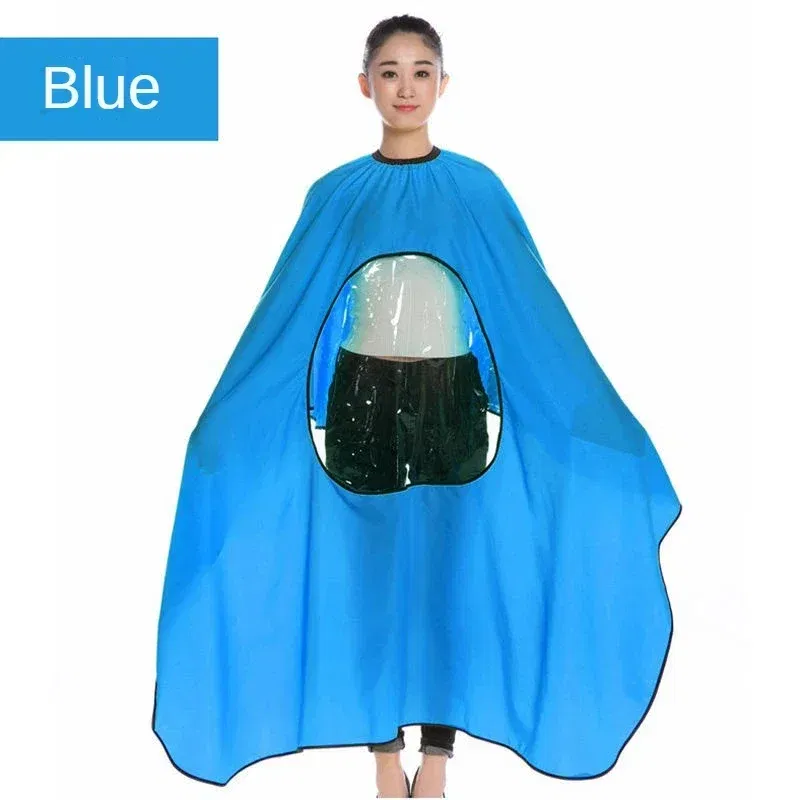 Color: Blue, Ships From: CHINA - Professional Waterproof Styling Salon Barber Hairdresser Hair Cutting Hairdressing Gown Cape with Viewing Window Apron