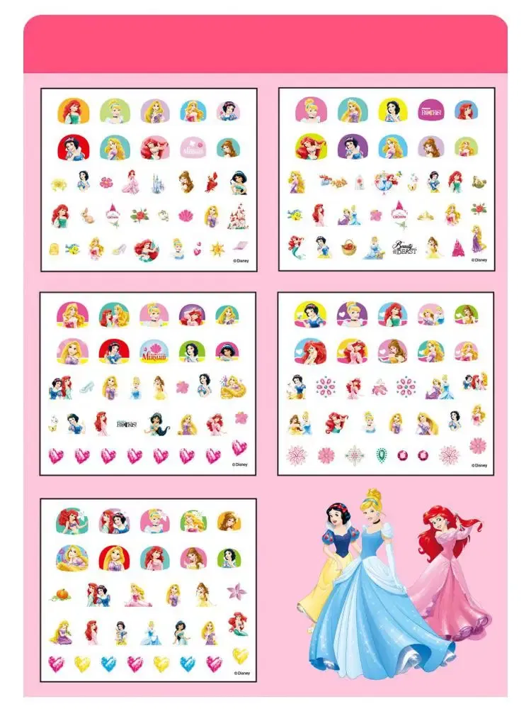 Color: Beige - Random 1Pcs Disney Cartoon Frozen Princess Pooh Bear Snow White Makeup Nail Stickers Minnie Mickey Mermaid Stitch Stickers Toy