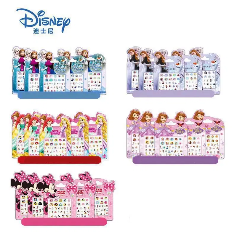 Color: Beige - Random 1Pcs Disney Cartoon Frozen Princess Pooh Bear Snow White Makeup Nail Stickers Minnie Mickey Mermaid Stitch Stickers Toy