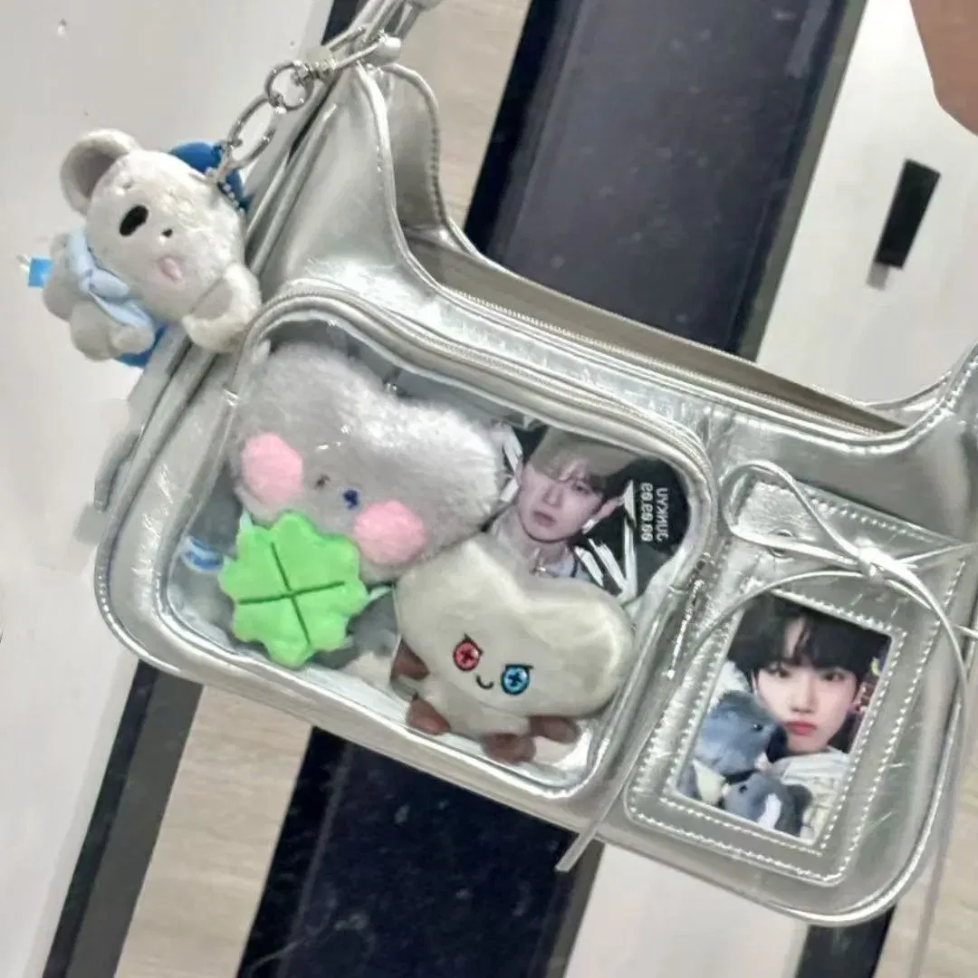 Color: Silver - Women's Transparent Ida Bags Japan Shoulder Bags Women Students Crossbody Bags Women's Designer Handbags