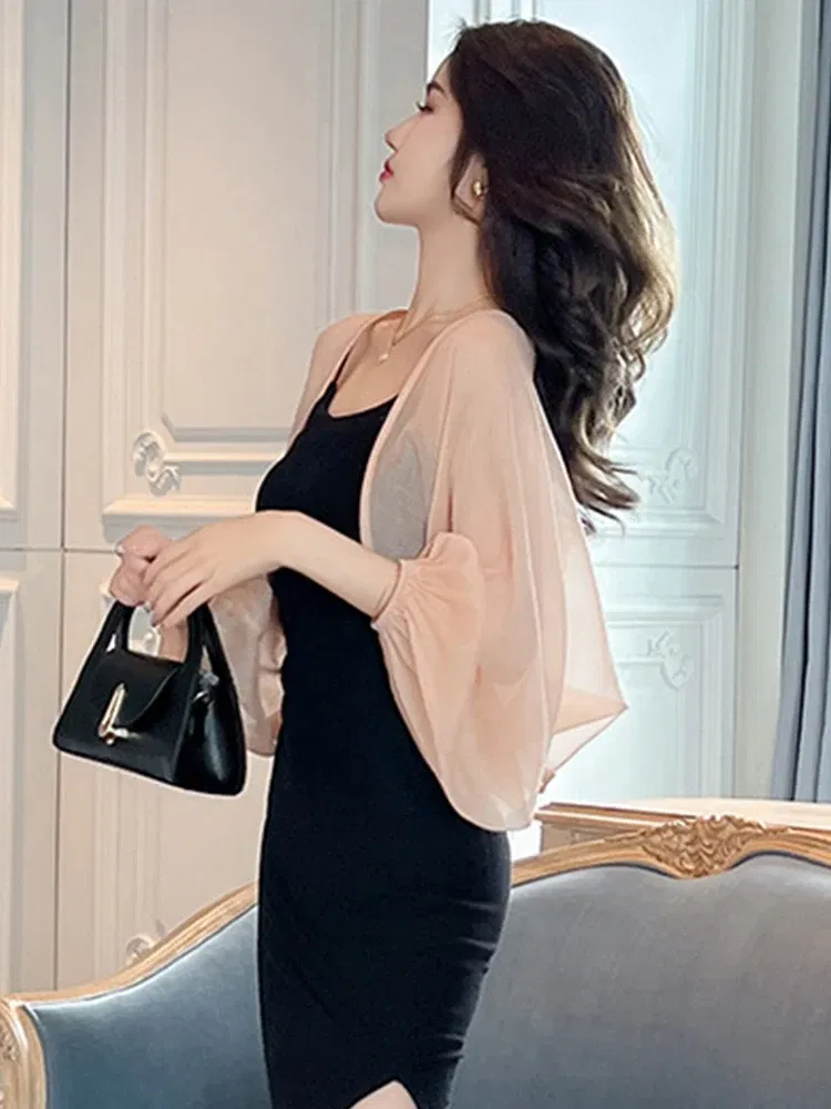 Color: Pink, Size: S, Ships From: CN - 2023 Elegant Chic Sunscreen Tops Women's Summer Thin Cardigan Coat Light Thin Long Sleeve Back Slit Outwear Sheer Loose Jackets