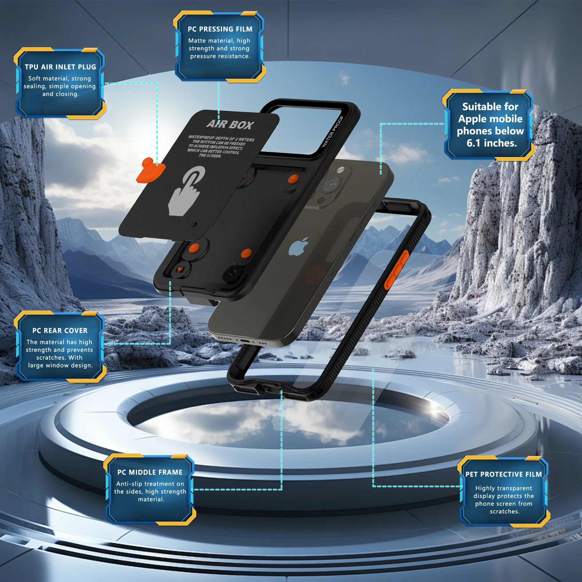 Color: Beige, Material: POLYESTER - IP68 Waterproof Phone Case For iPhone 15 14 13 12 Pro Max Plus Underwater Taking Shockproof Dustproof Swimming Diving Cover