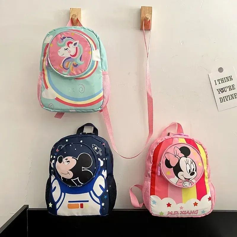 Color: Blue - Disney Mickey Children's Anti-lost Small Schoolbag Kindergarten Traction Rope Small Backpack Cartoon Children's Backpack