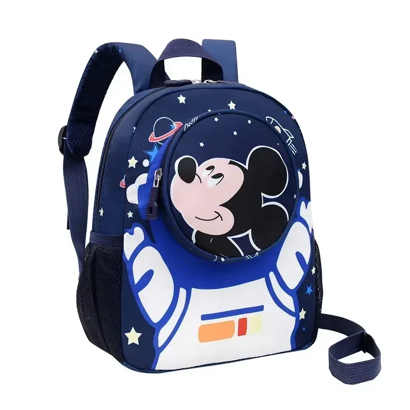 Color: Blue - Disney Mickey Children's Anti-lost Small Schoolbag Kindergarten Traction Rope Small Backpack Cartoon Children's Backpack